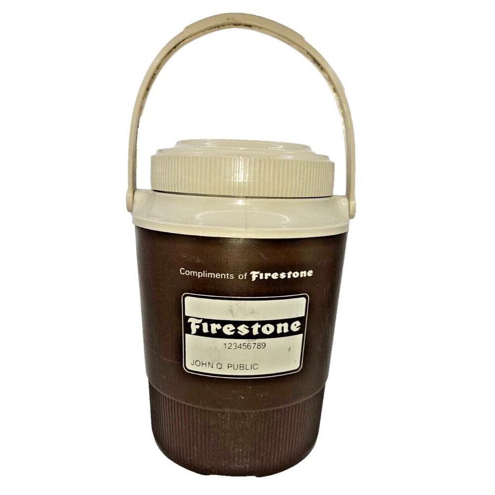FIRESTONE Vintage Rubbermaid/GOTT 1/2 Gallon Water Cooler Jug #1502 brown TIRES